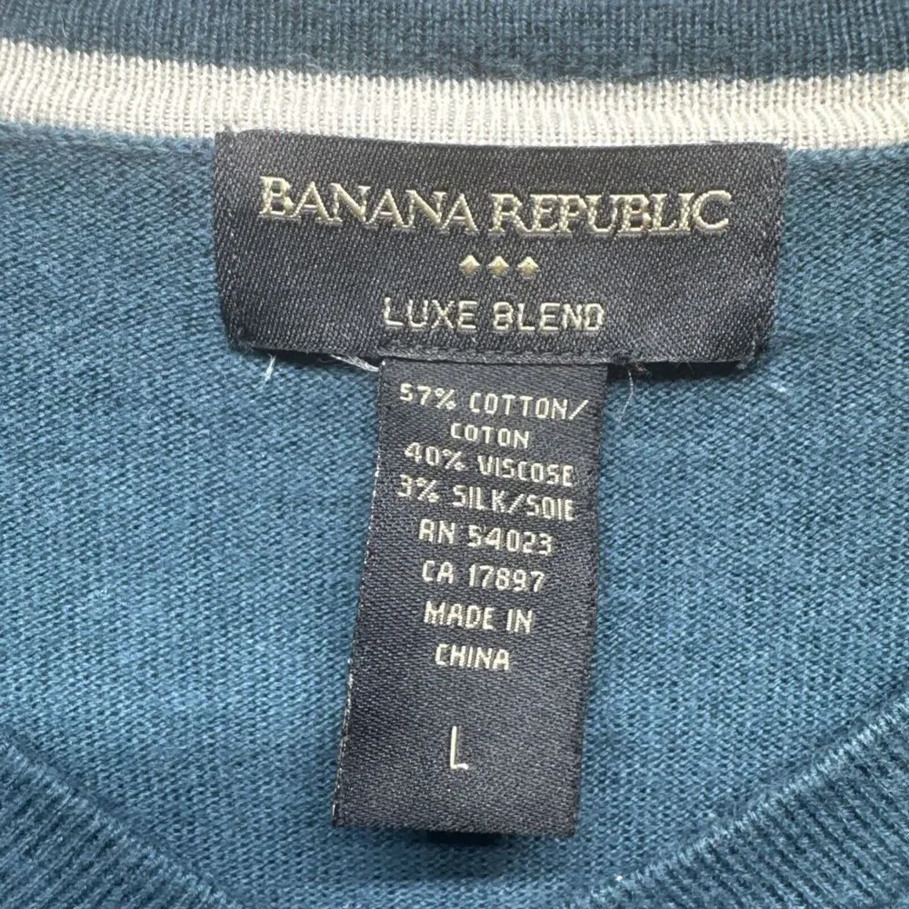 Banana Republic Luxe Blend Silk Sweater Mens L‎ Pullover Diamond Argyle V Neck